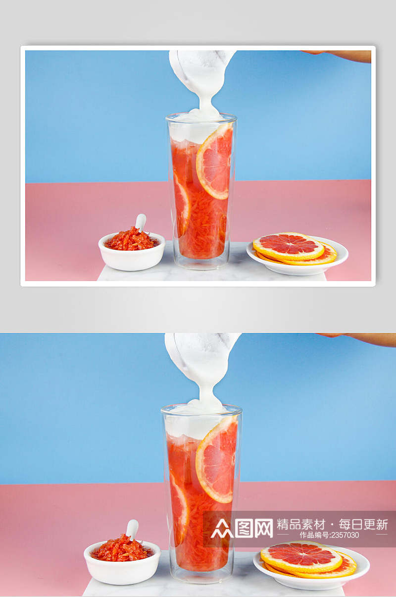 夏日清凉雪橙果汁奶茶场景摄影图片素材