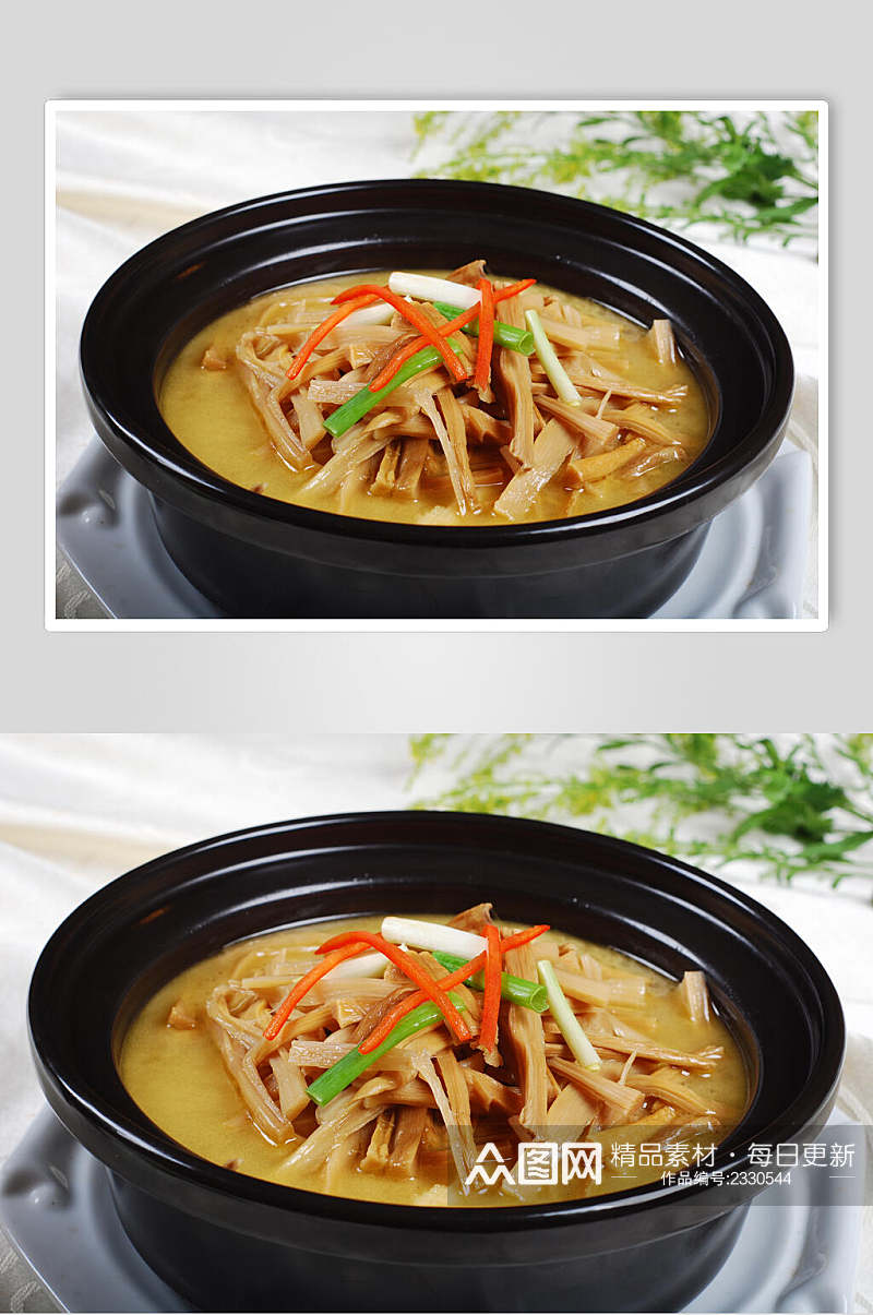 浓鸡汤煨浏阳苦笋食物图片素材