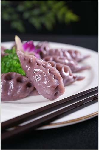紫薯蒸饺摄影图片