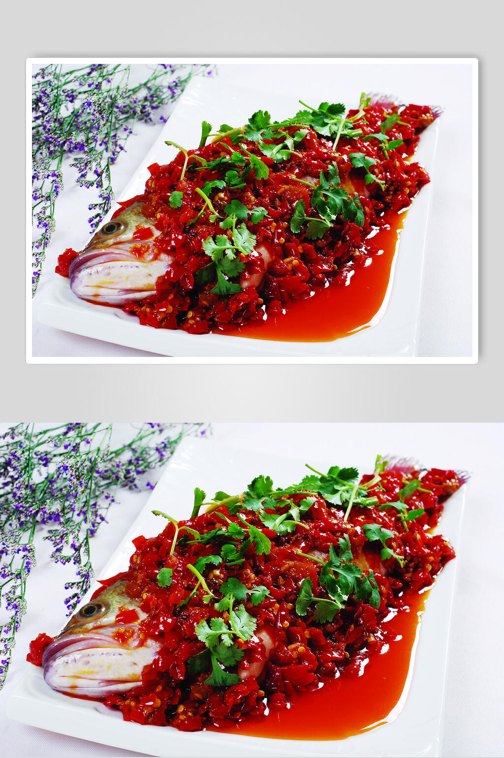 剁椒蒸鲈鱼元条食品菜摄影图片素材