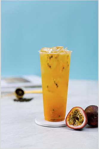 夏日百香果果汁饮料饮品奶茶摄影图