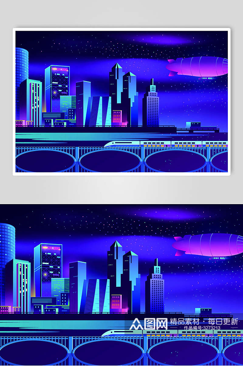 紫色城市夜景素材素材