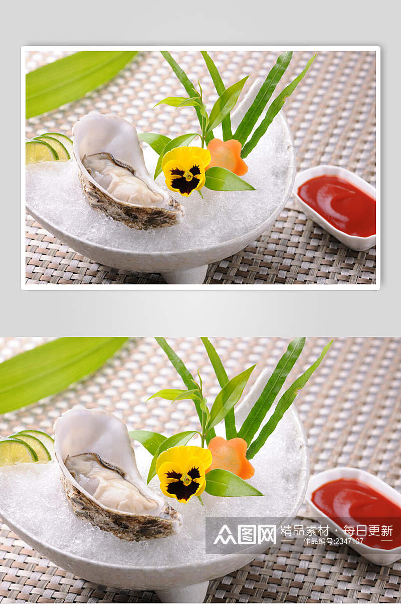 生蚝海鲜刺身拼盘食品高清图片素材