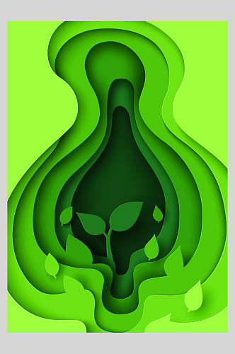 绿色线条环保插画素材