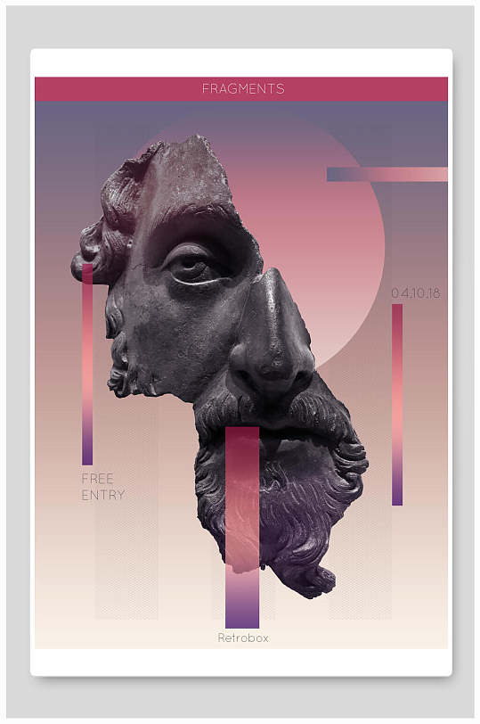 艺术雕塑创意缺失五官海报