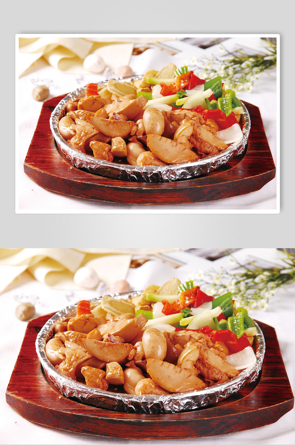 铁板鹅肝双腰食物图片素材