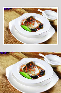 虫草花蒸桂鱼食品菜摄影图片