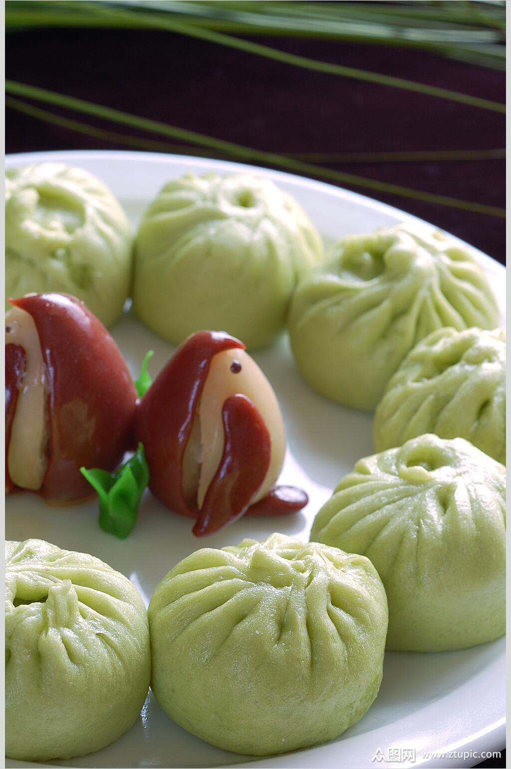 精品青菜包美食图片