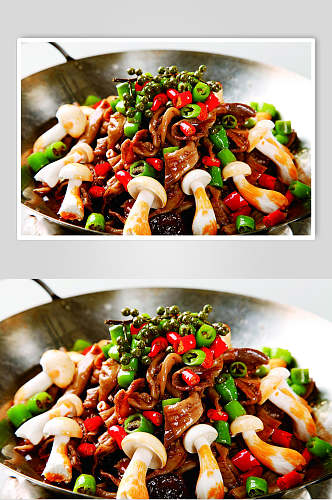 香浓美味干锅鸭肠食物高清图片