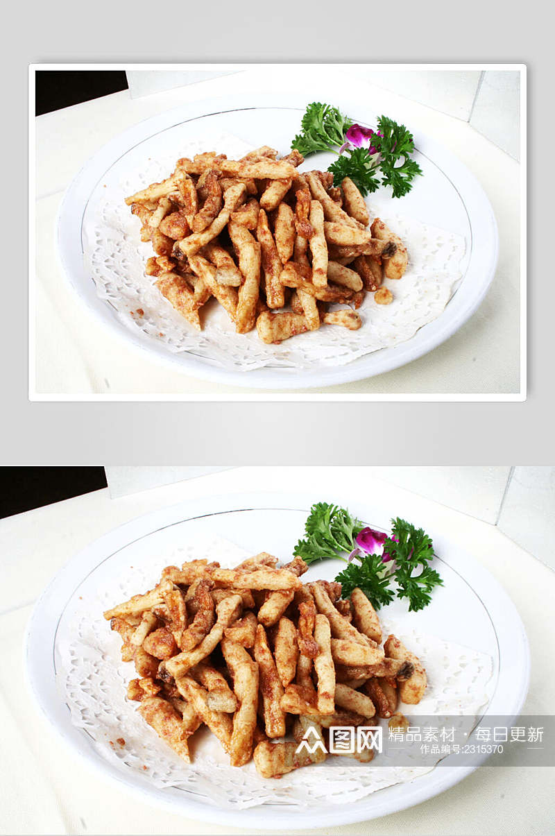 鹅肝酱炒茶树菇食物图片素材