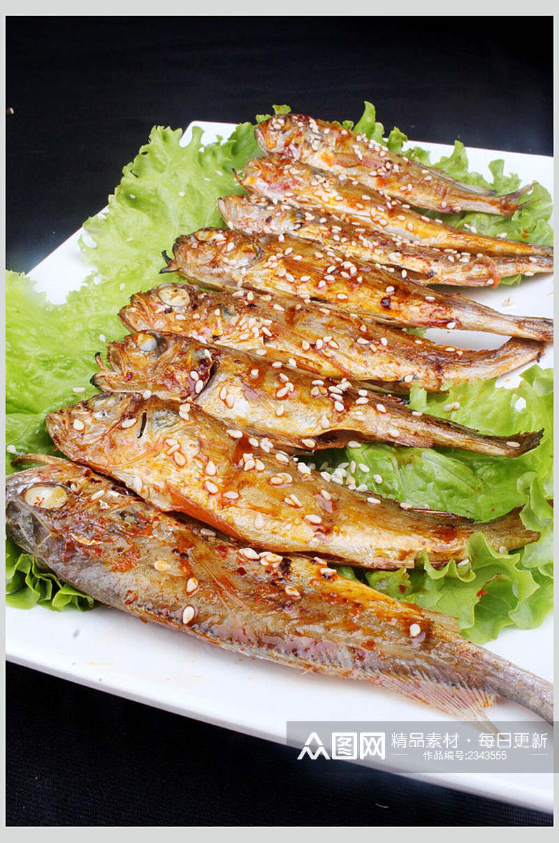 烤黄花鱼食物高清图片素材