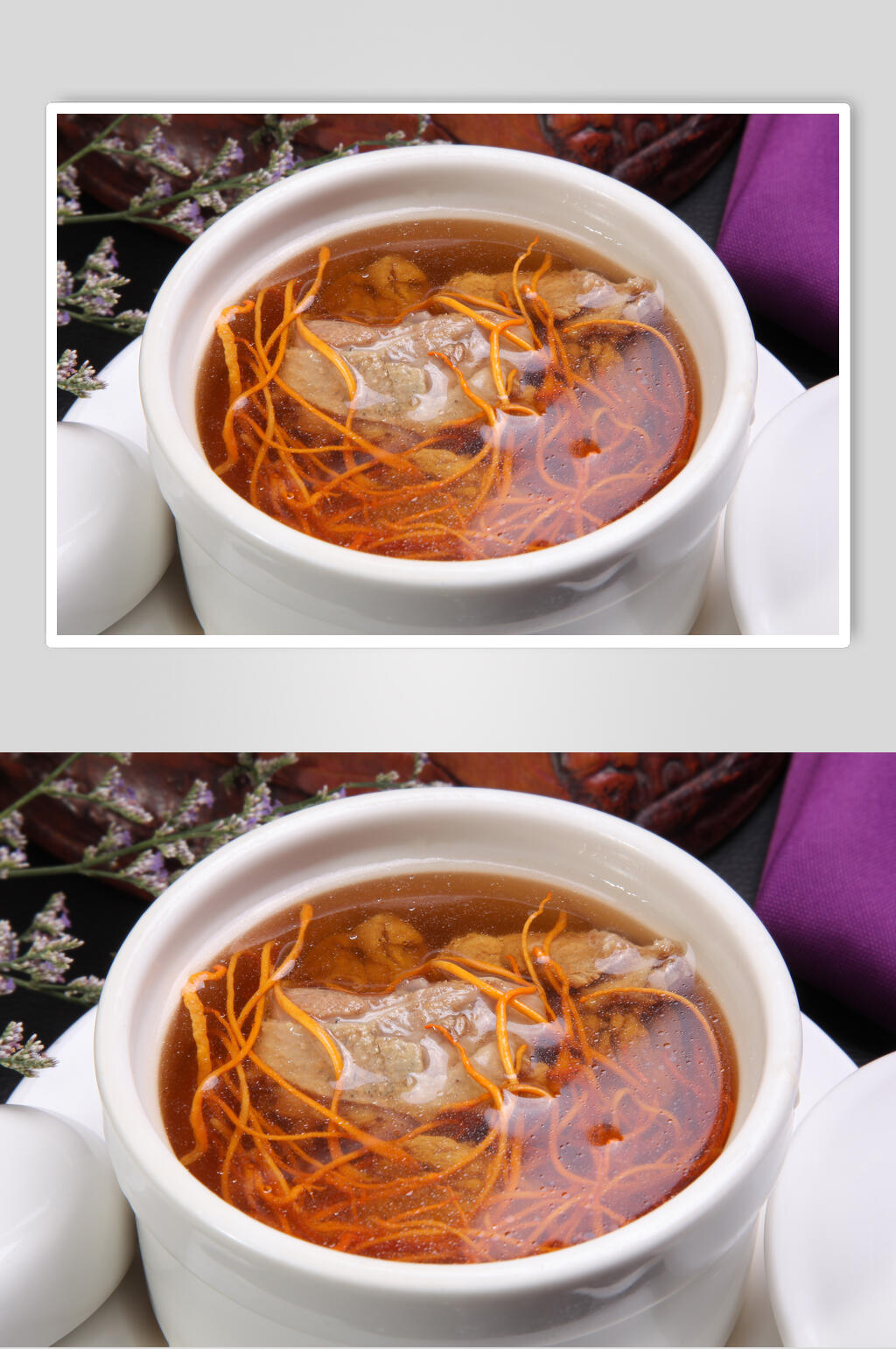 招牌虫草花炖水鸭美食图片素材
