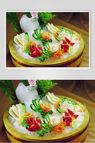 冰镇海鲜刺身拼盘食物高清图片