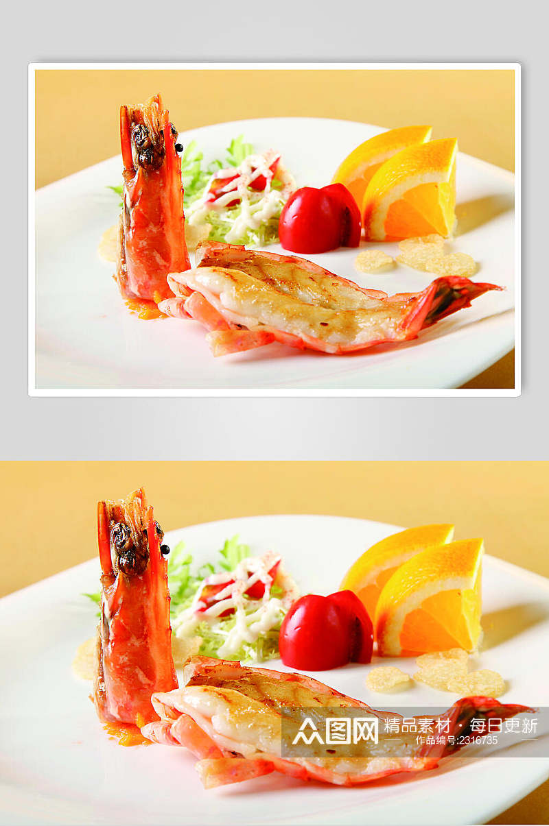 日式铁板烧北海大虾餐饮图片素材