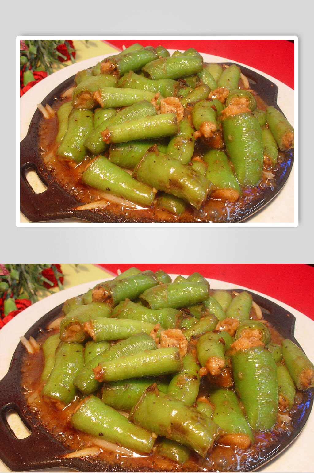铁板煎酿杭椒食物图片素材