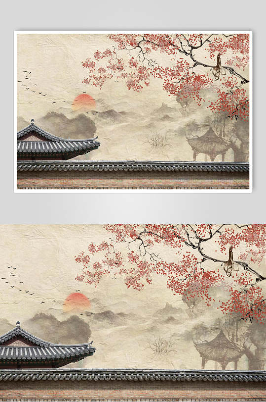 复古古风中国画插画素材