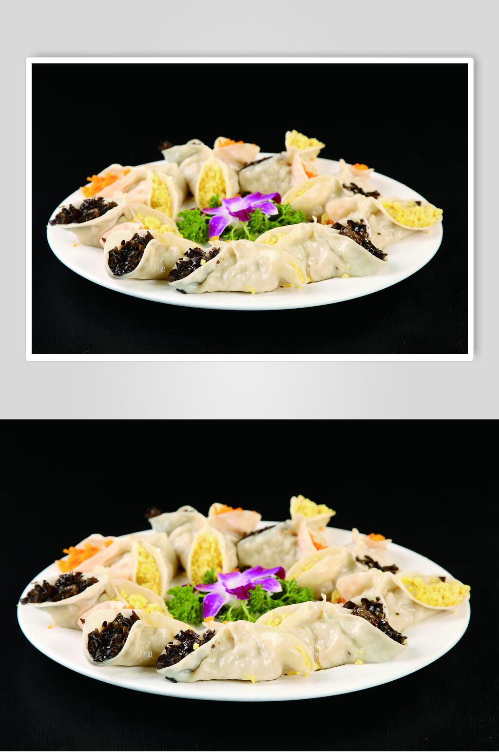 百花蒸饺食品菜摄影图片素材