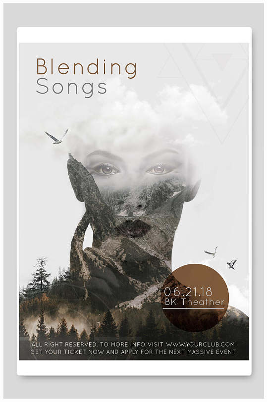 创意人脸艺术雕塑创意海报