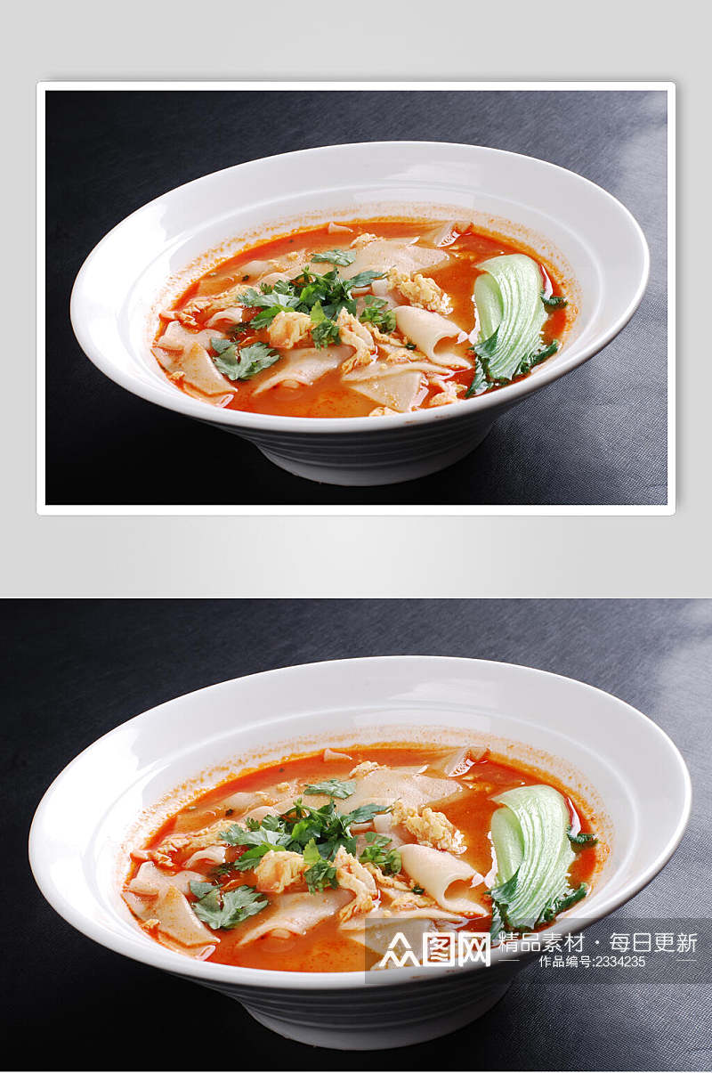 招牌西红柿鸡蛋面片餐饮摄影图片素材