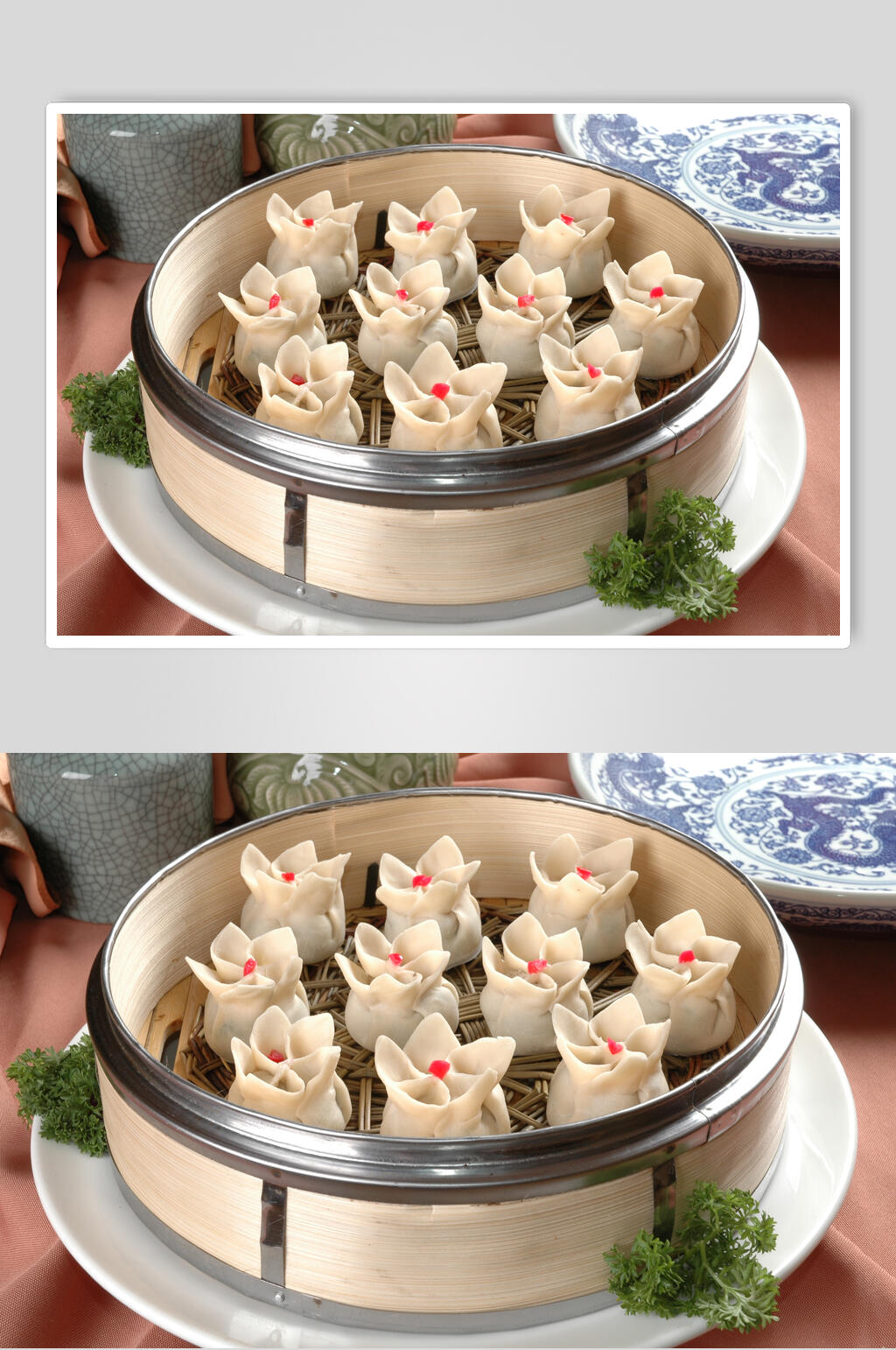 招牌小笼蒸饺食品高清图片素材
