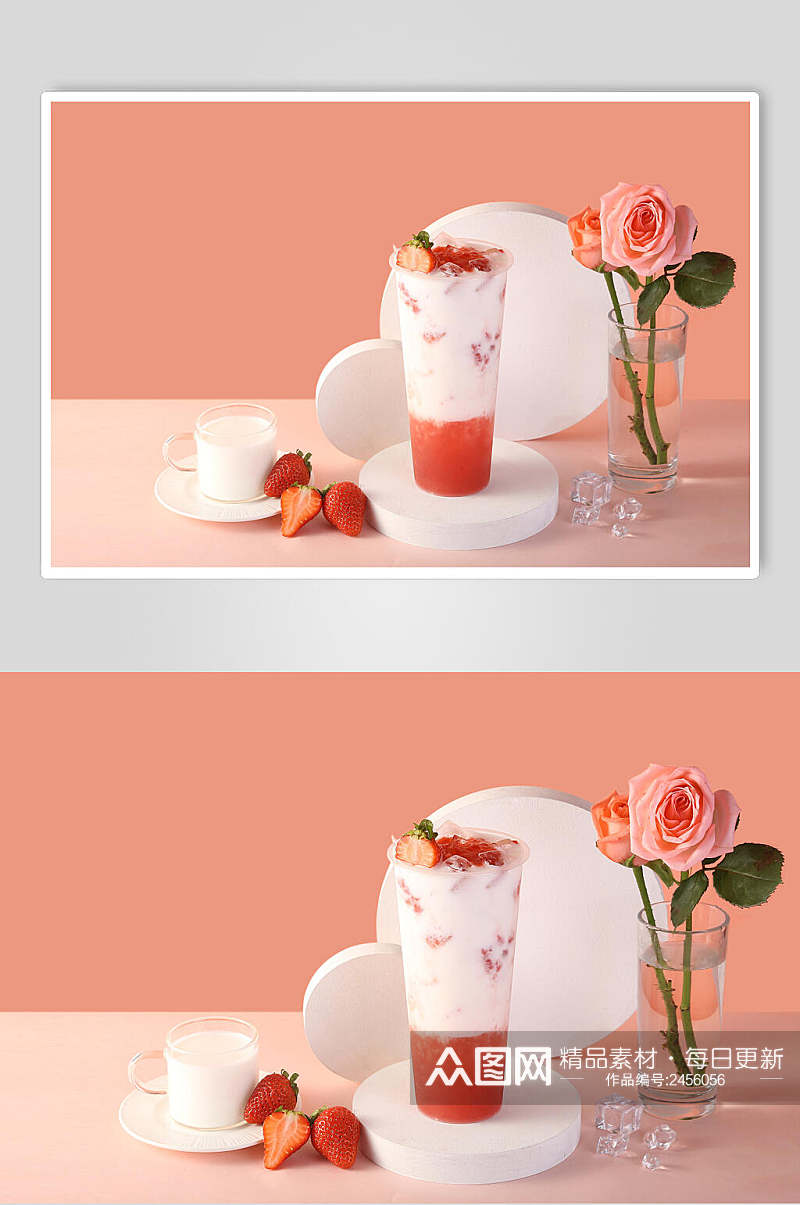 清凉草莓饮品水果茶图片素材