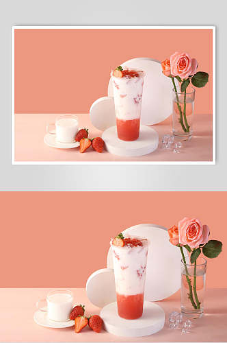 清凉草莓饮品水果茶图片