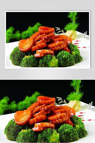 香煎鲍鱼菇餐饮高清图片