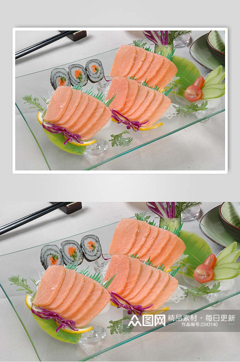 精致三文鱼刺身元食品图片素材