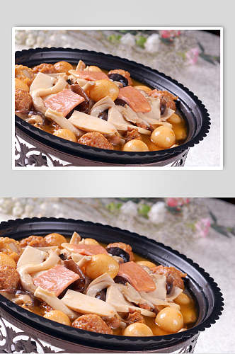 野菌什锦锅食物摄影图片