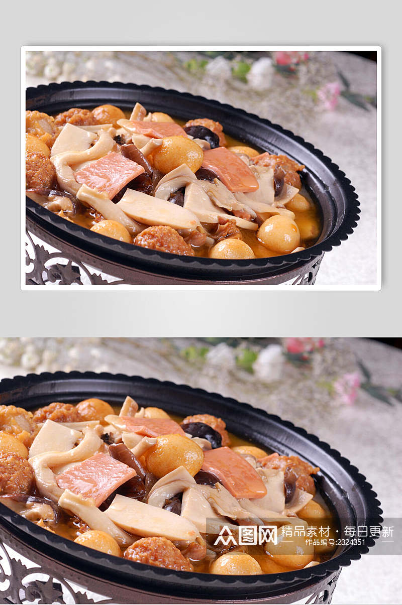 野菌什锦锅食物摄影图片素材