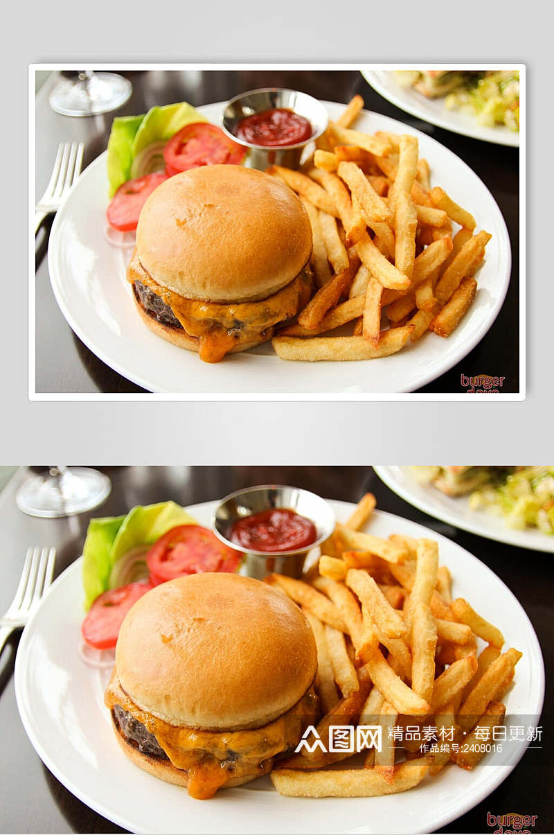 精致套餐汉堡食品图片素材