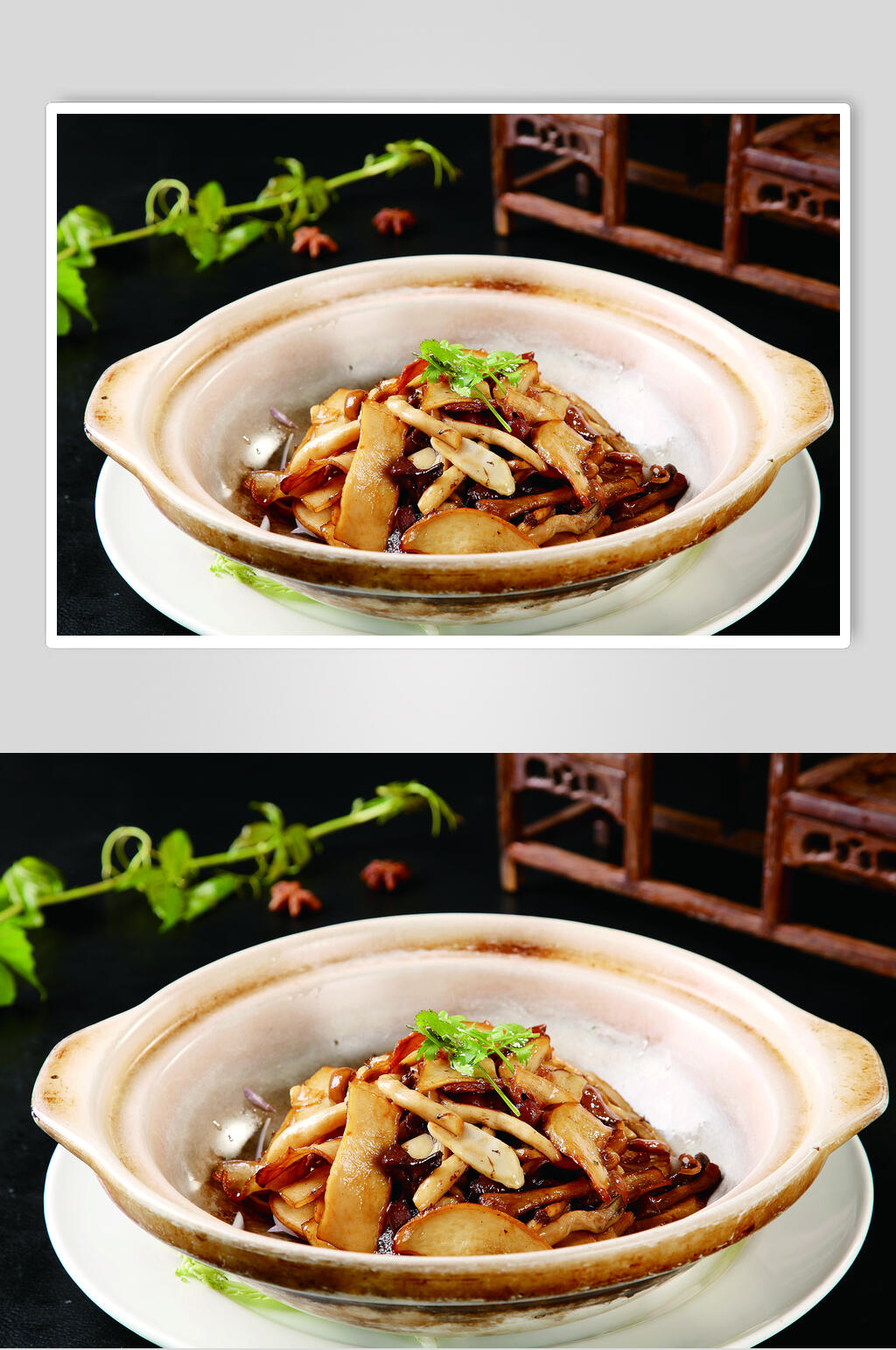 营养干锅野山菌食物摄影图片素材