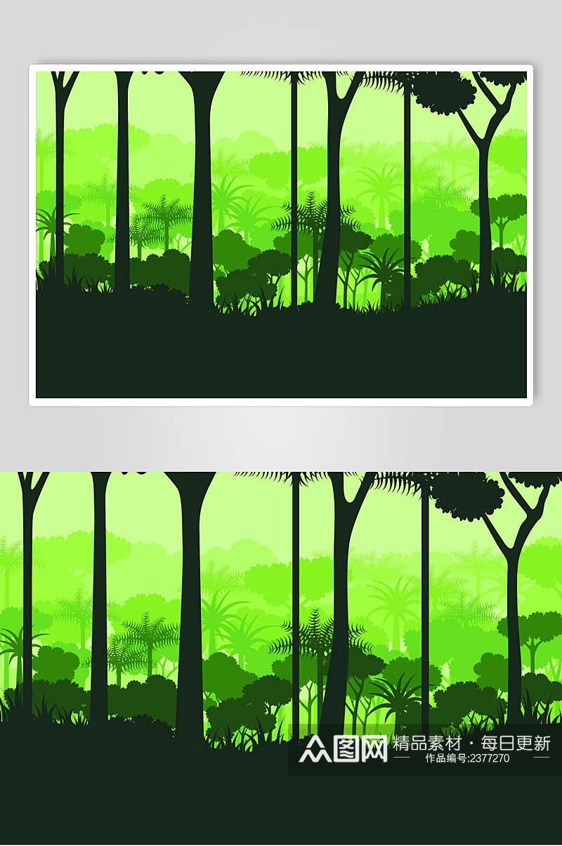 绿色森林环保插画素材素材