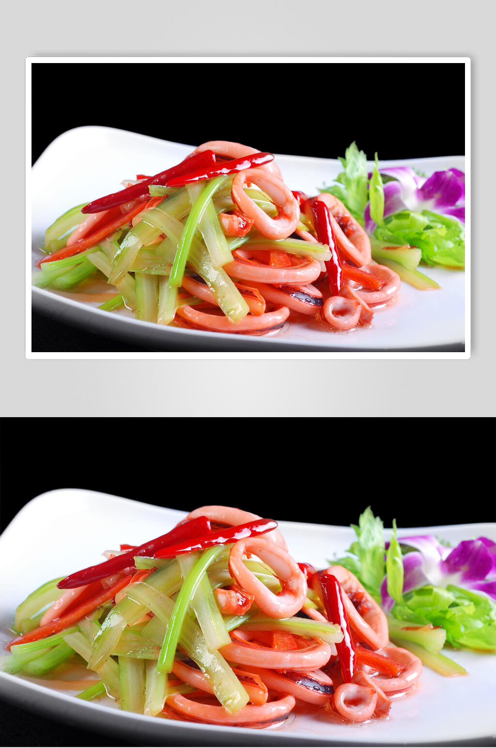 烧汁鱿鱼圈食物高清图片素材