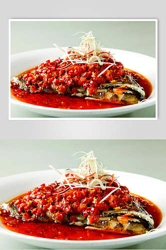 鲜香剁椒鸭片鱼头食物图片