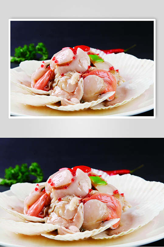 新鲜芙蓉扇贝食品高清图片