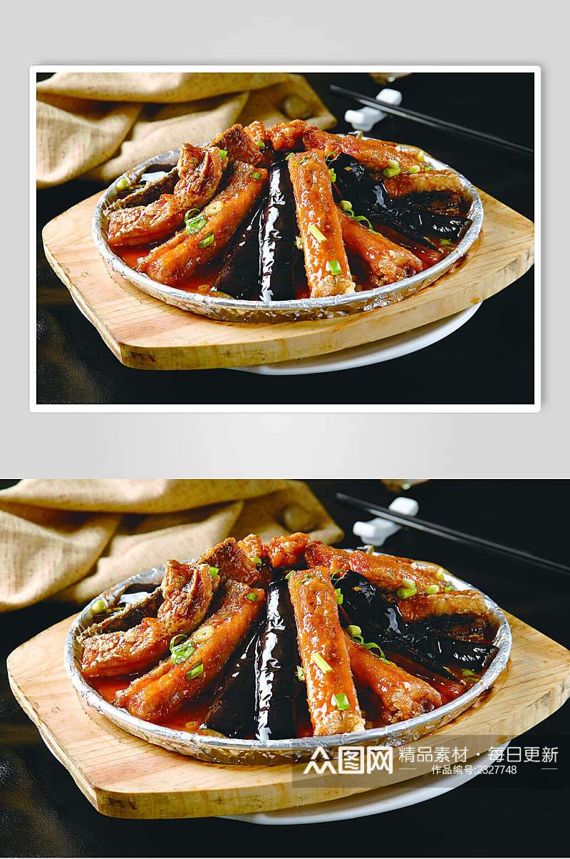 铁板带鱼烧茄餐饮食物图片素材