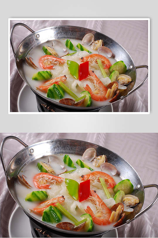 锅仔鲜虾海贝煮鱼肚元例餐饮食品图片