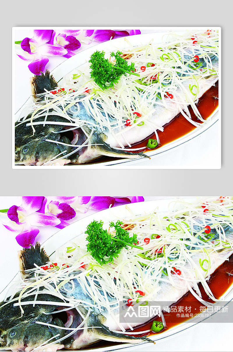 清蒸中华鲟食品菜摄影图片素材