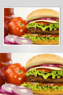 新鲜汉堡食物高清图片