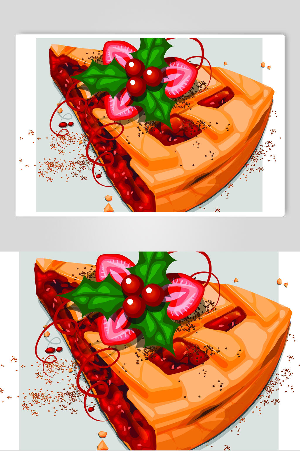 草莓披萨食物美食插画矢量素材素材