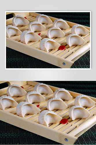 生态野菌蒸饺食物摄影图片