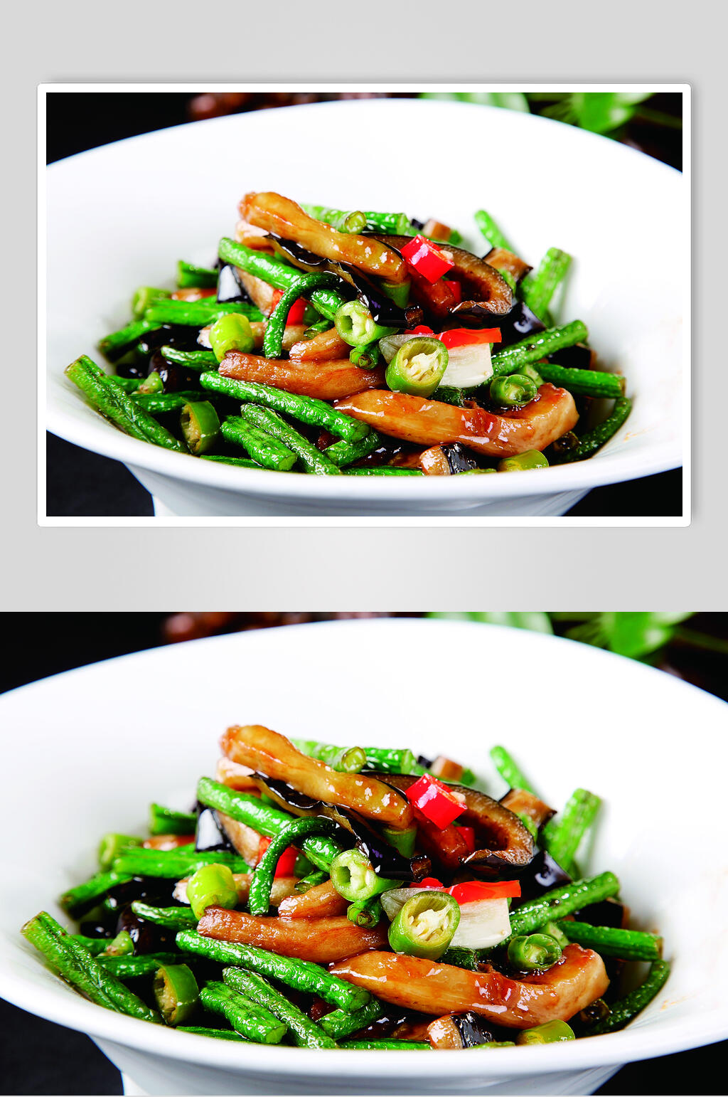 招牌美食茄子豆角食物实拍图片素材