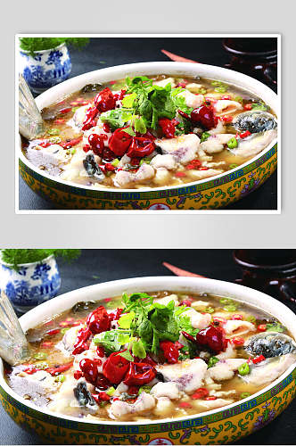 香辣美味酸菜鱼食物摄影图片