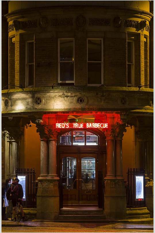 商业餐厅大门招牌摄影图片-众图网