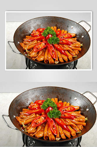 干锅鹅肠食物图片