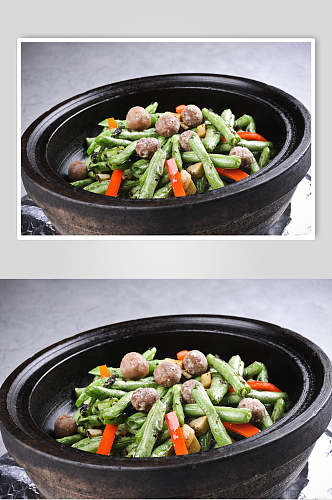 鹅肝揽菜焗豆王食物高清图片