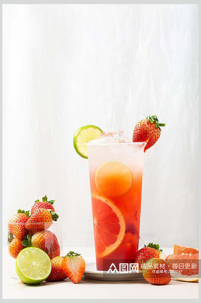 清新夏日冰凉食品水果茶饮品摄影图素材