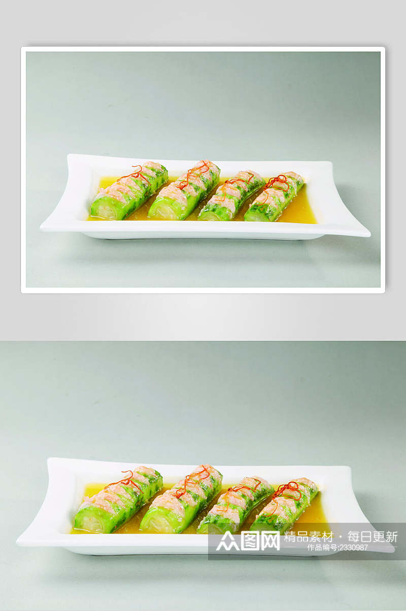 金汤双鲜酿丝瓜餐饮高清图片素材