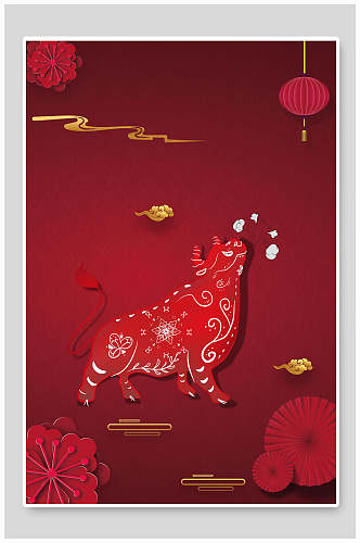 牛红色背景新年春节背景